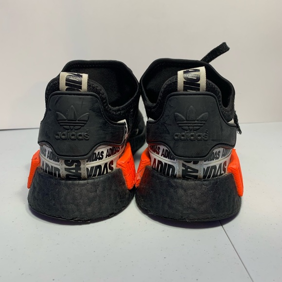 adidas NMD R1  “WordMark Heel Stripe - Black Solar Red” Size 10 US - Picture 5 of 5